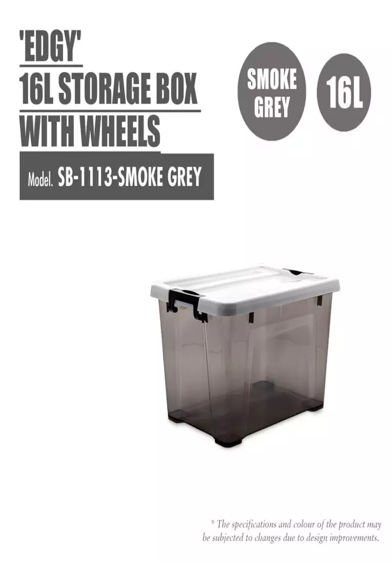 Buy HOUZE HOUZE 'EDGY' 16L 52L Storage Box with Wheels (Smoke Grey
