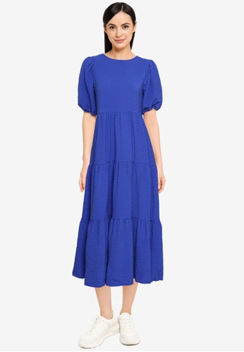 Desigual blue Plain Textured Midi Dress 5E040AA7312498GS_1