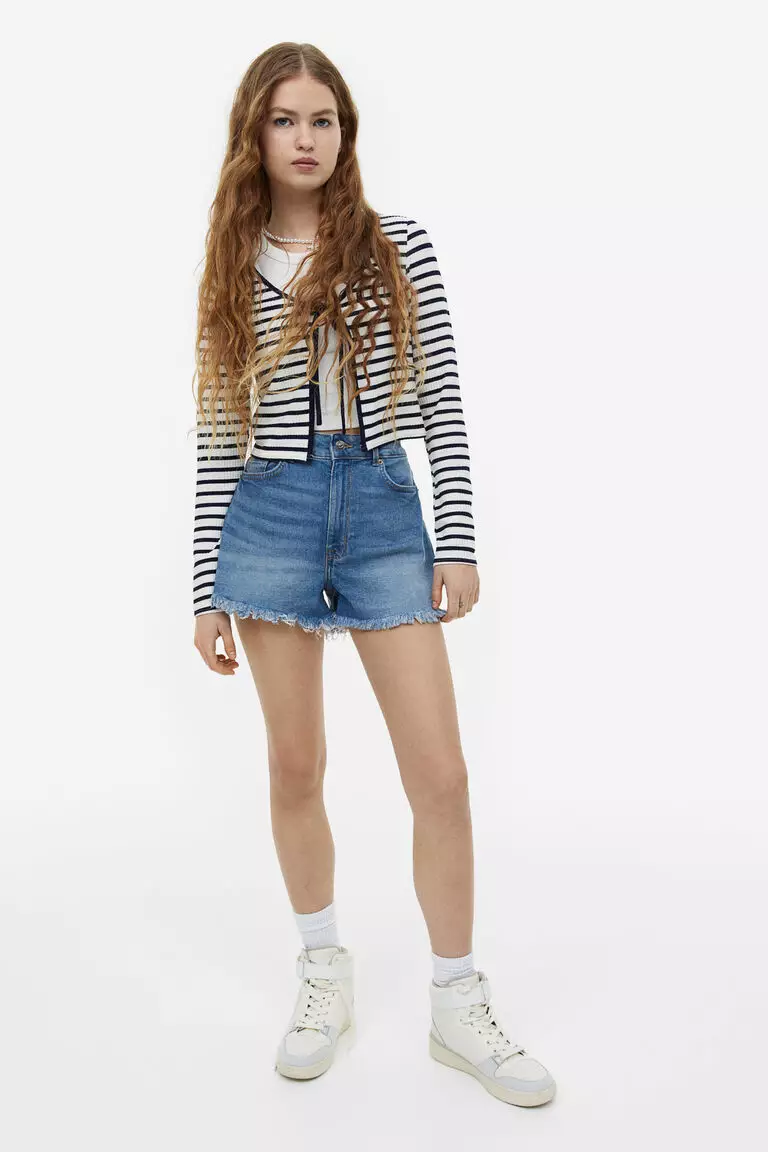 High-waisted denim shorts