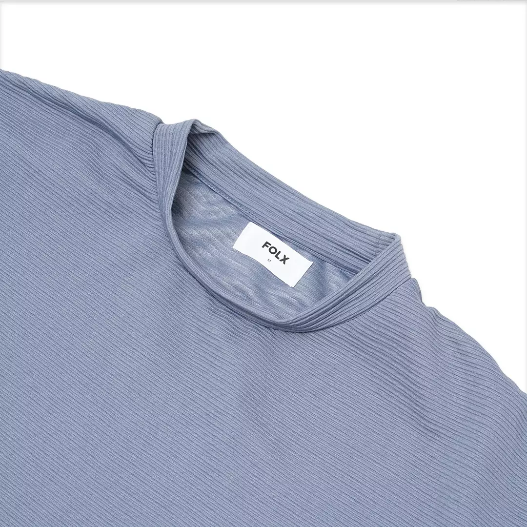 Stripes Texture Long Sleeve T-Shirt Blue