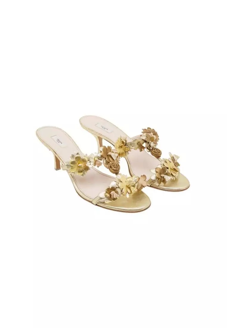 Buy PRADA Pre Loved PRADA Golden Roses T Bar Sandals Online