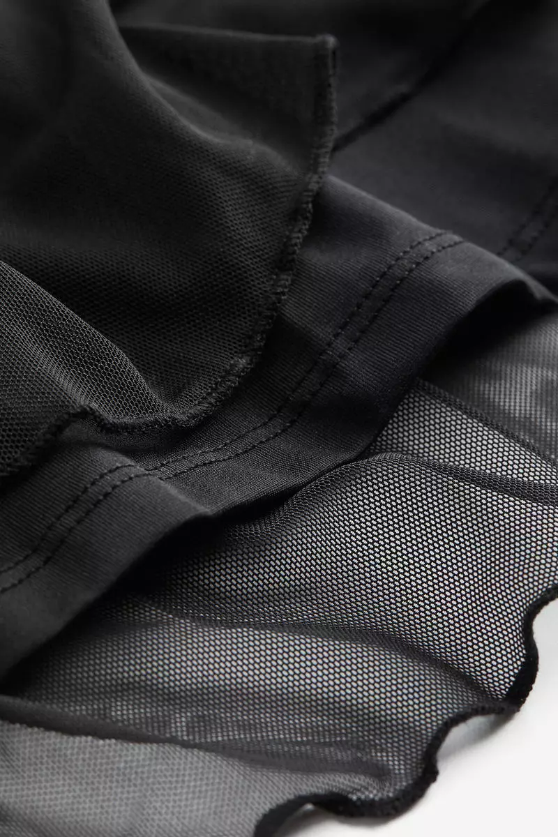 Flounce-trimmed mesh dress