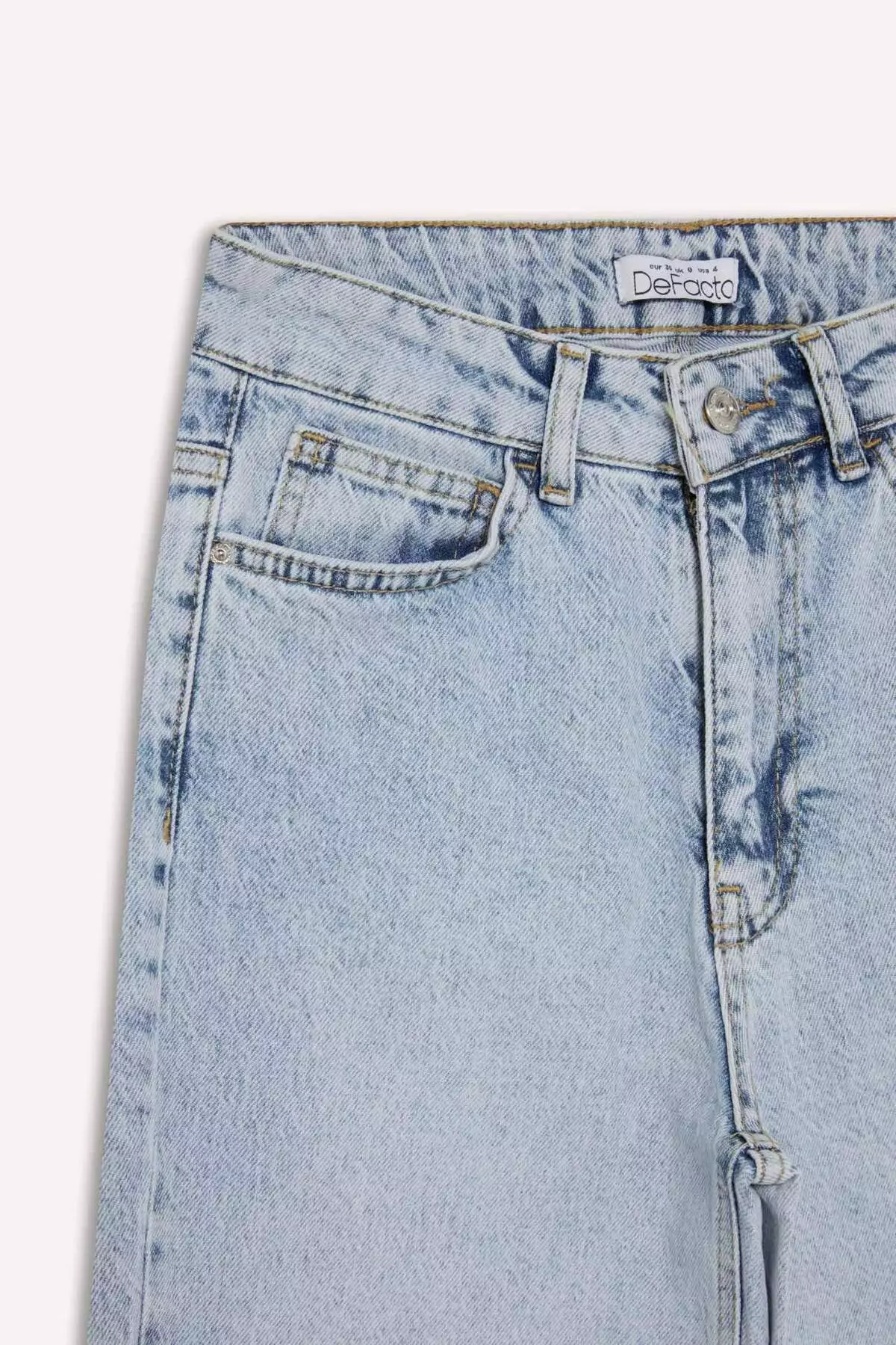 Comfort Straight High Waist Ankle Length Jean Washed Trousers D8155Ax25Sm