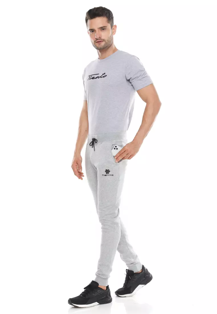 Tiento Celana Panjang Pria Long Jogger Fleece Sporty Misty