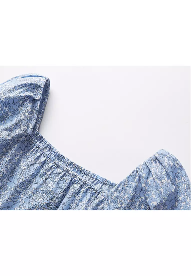 Summer Puff Knot Sleeve Chiffon Dress