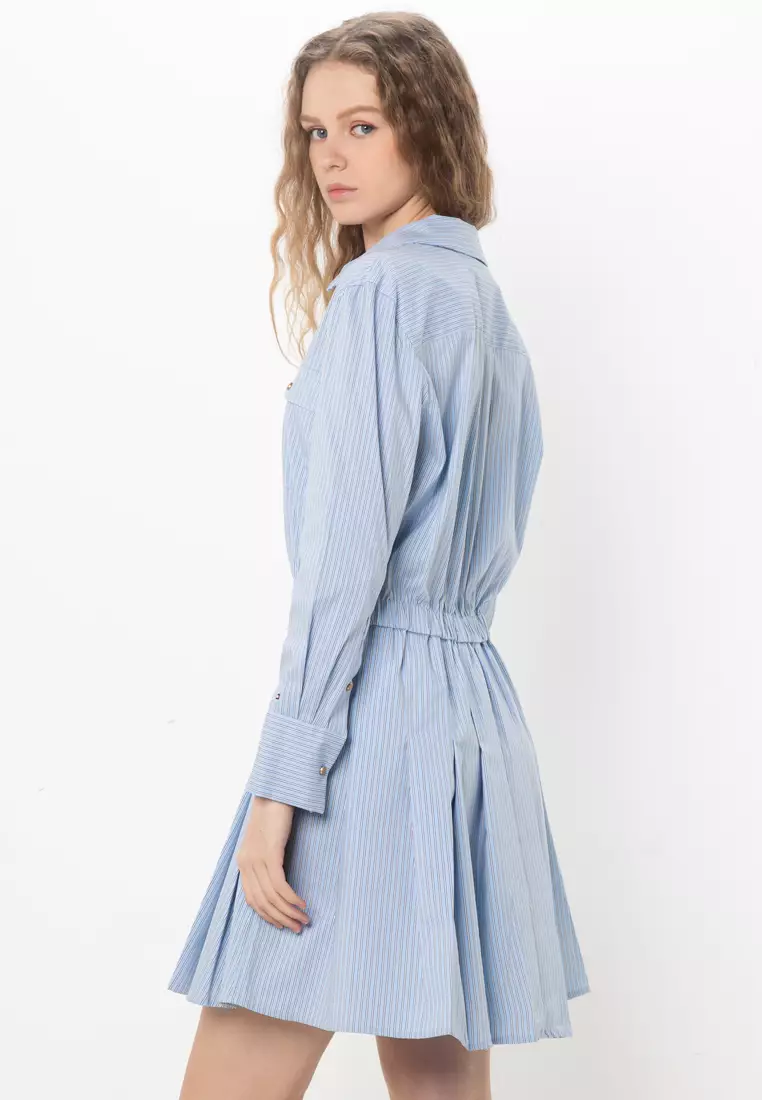 Pleated Mini Shirt Dress - Tommy Mainline