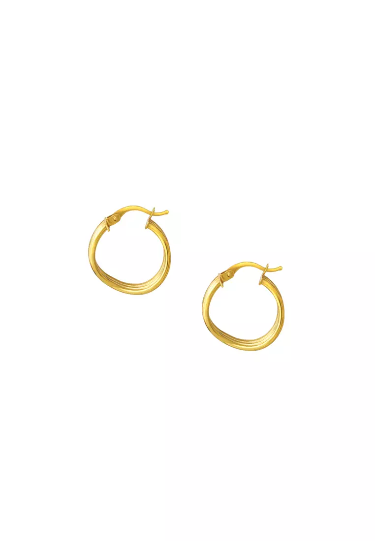 TOMEI Lusso Italia Stripe Loop Earrings, Yellow Gold 916