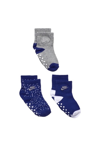 Nike blue Nike Unisex Infant's Futura is Now 3 Pack Grip Ankle Socks (12 - 24 Months) - Deep Royal Blue F5FBDKAB32AEB5GS_1