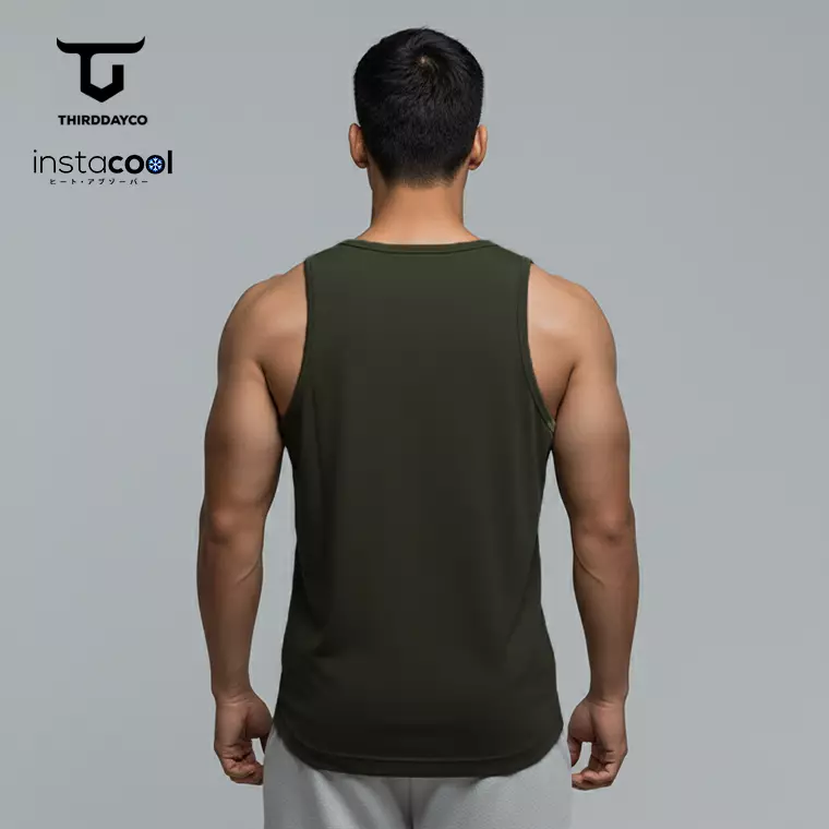 THIRDDAY Kaos Kutang Sleeveless Tank Top Singlet Pria Gym Instacool "thdysign dakir" army MTY46