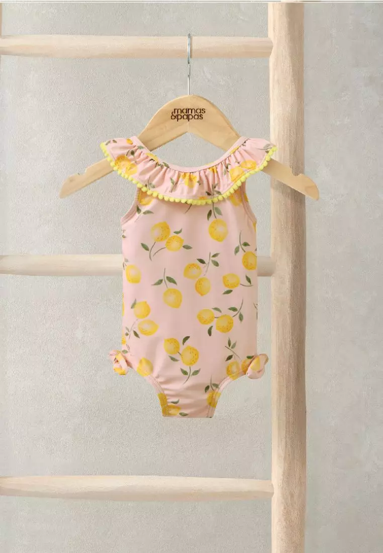 Lemon Print Frill Swimsuit