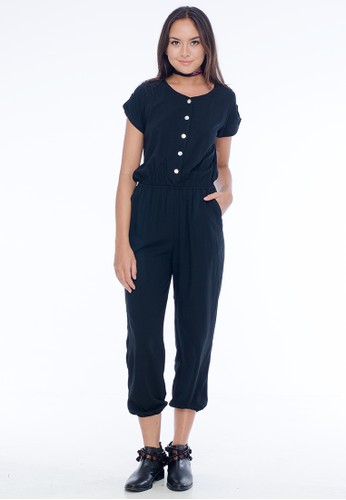 Short Sleeved Jumpsuit with Buttons