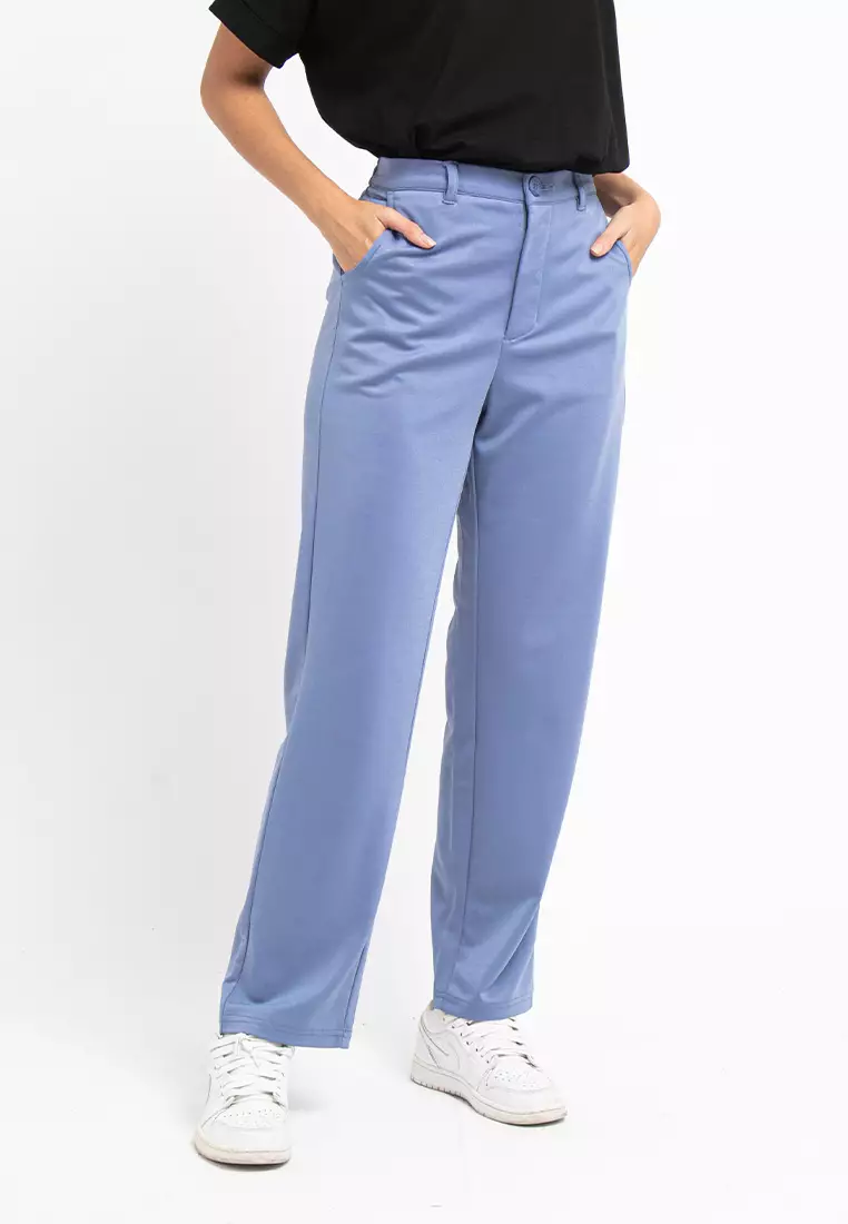 Forest Ladies Pant Roman Straight Cut Casual Long Pants Women - 810470-36GreyBlue
