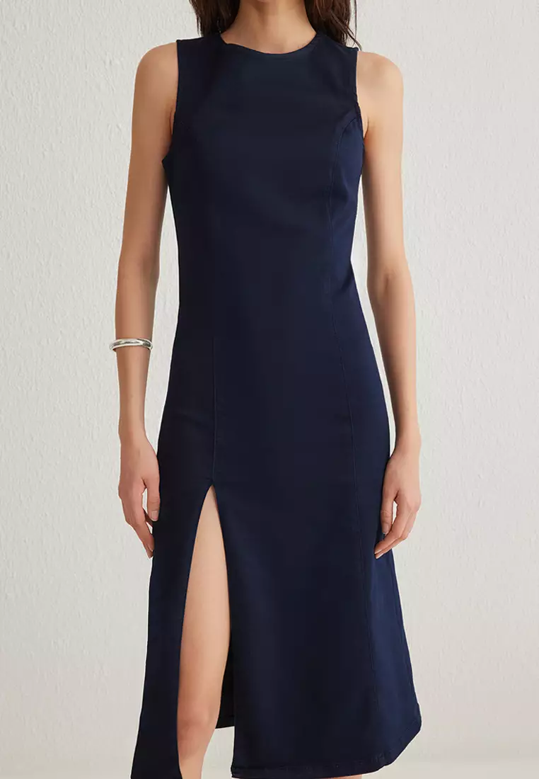 Slit Midi Denim Dress