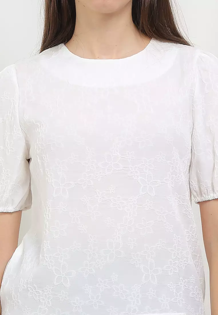 Puff S/S Flo Emboss Blouse