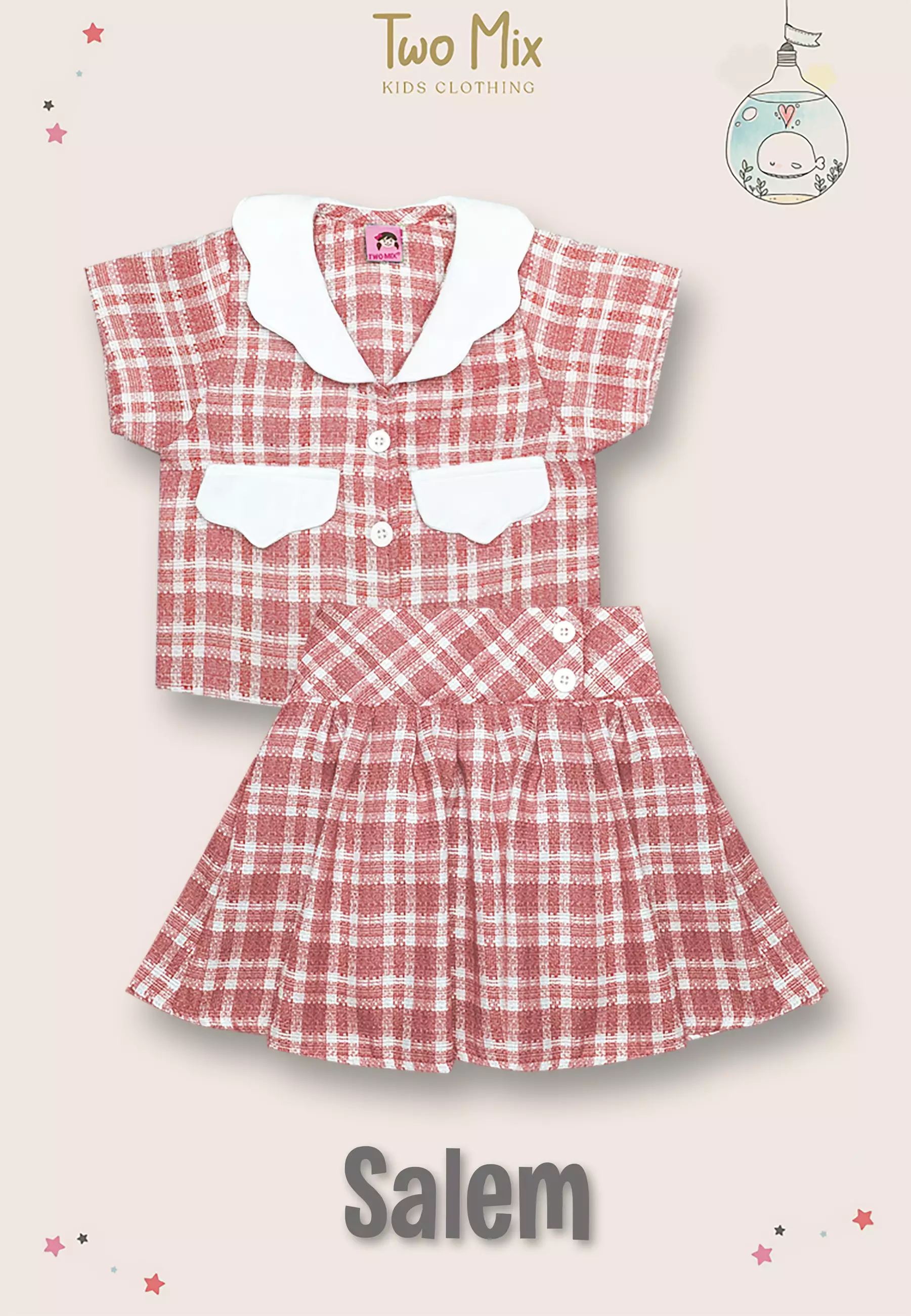 Two Mix - Cloudy Set Setelan Anak Perempuan  - One Set Anak Cewek 1-12 Tahun 4399 Salem