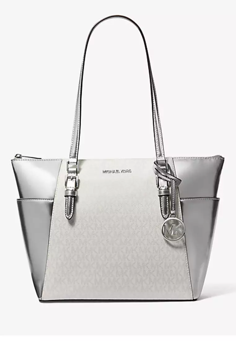 Charlotte Large Signature Logo and Metallic Tote Bag