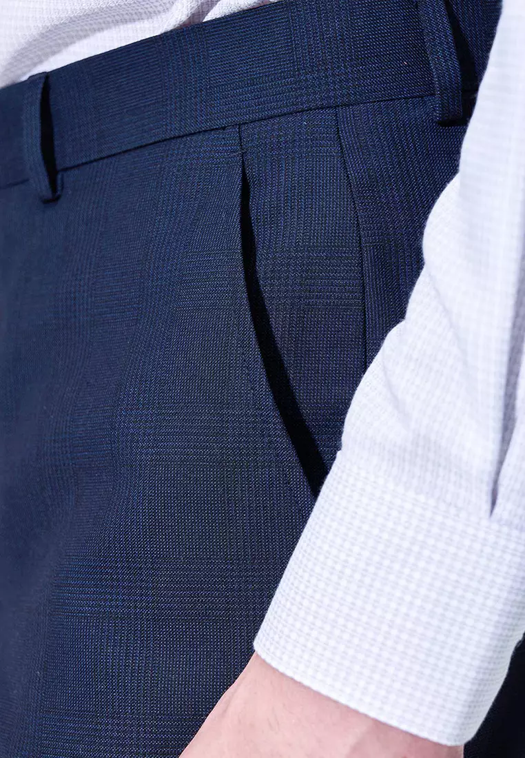 Midnight Blue Check Leisure Trousers