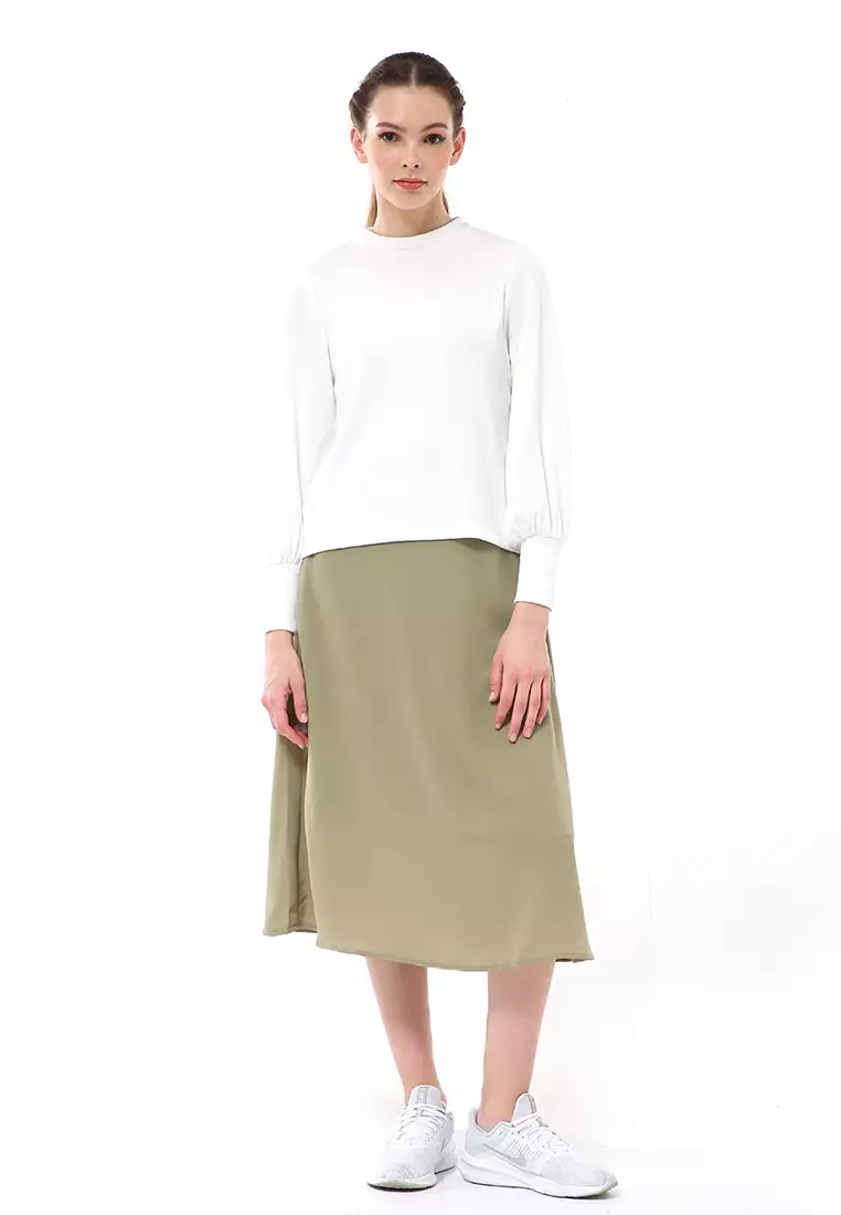 Albertine Blouse Atasan Wanita Turtleneck Lengan Panjang Simple Design Material Knit ORIGINAL - White