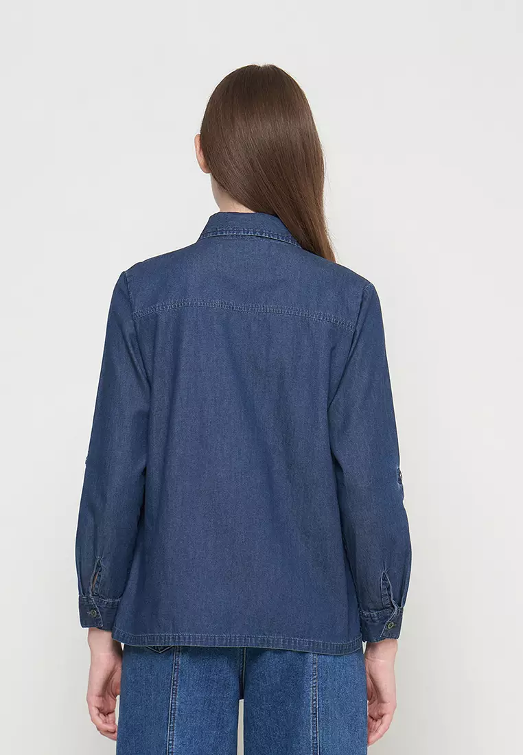 DUST Kemeja Denim Nasha Medium Dark Blue (D.116501)