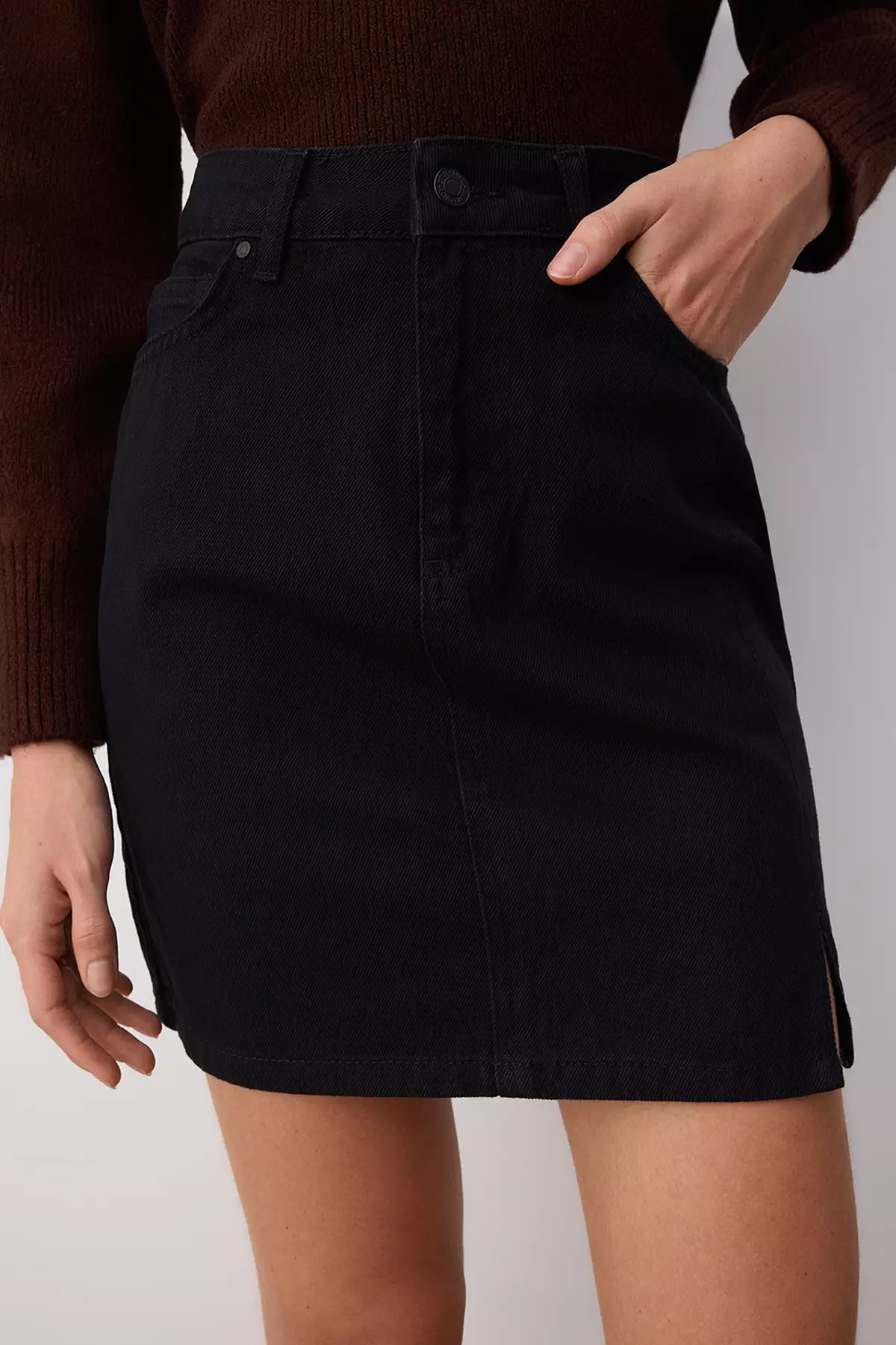 Slit Mini Denim Skirt
