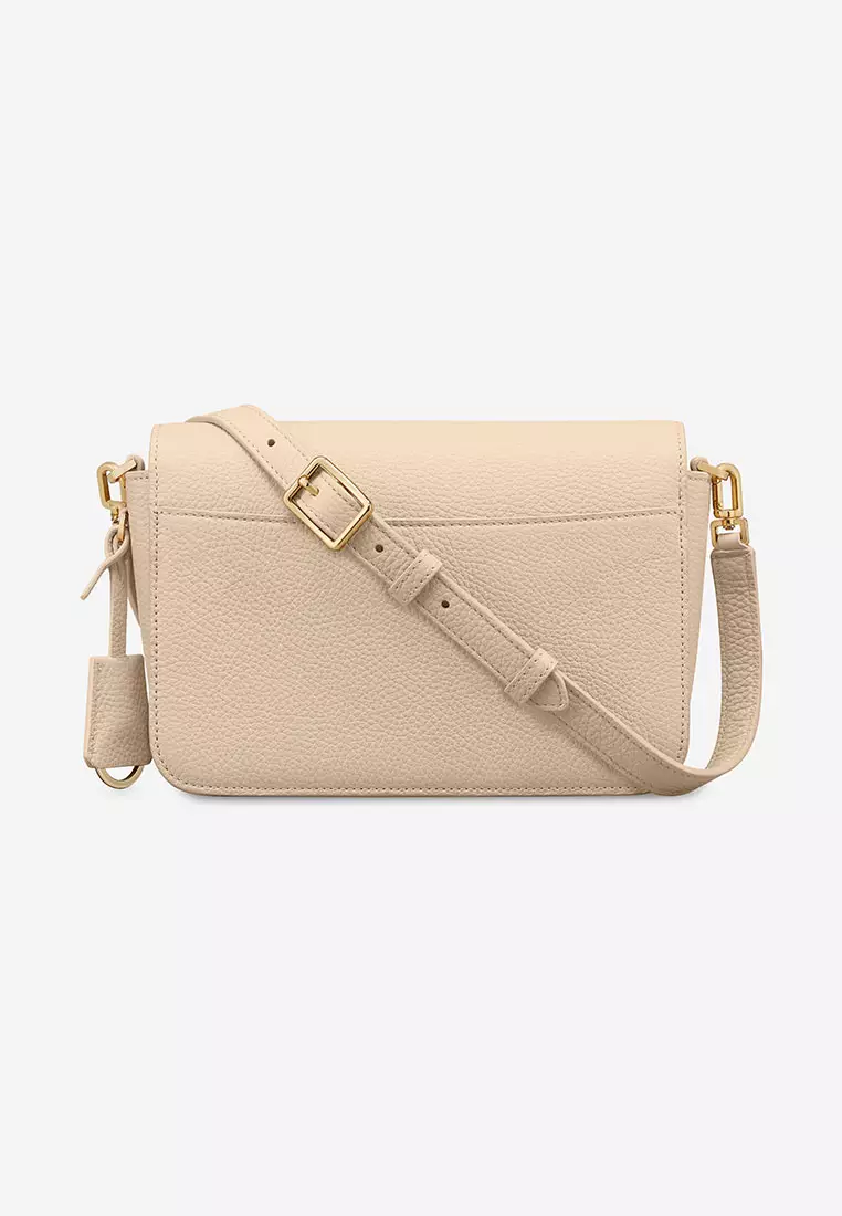 Buy MAISON de SABRÉ Medium Leather Flap Bag in Saharan Nude 2024 Online ...