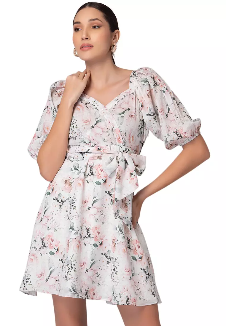 White floral online short sleeve dress
