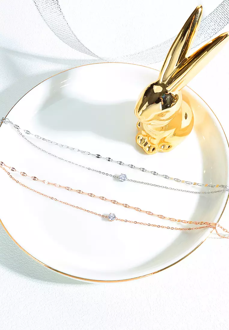 Elsie 单钻双层手链（玫瑰金）