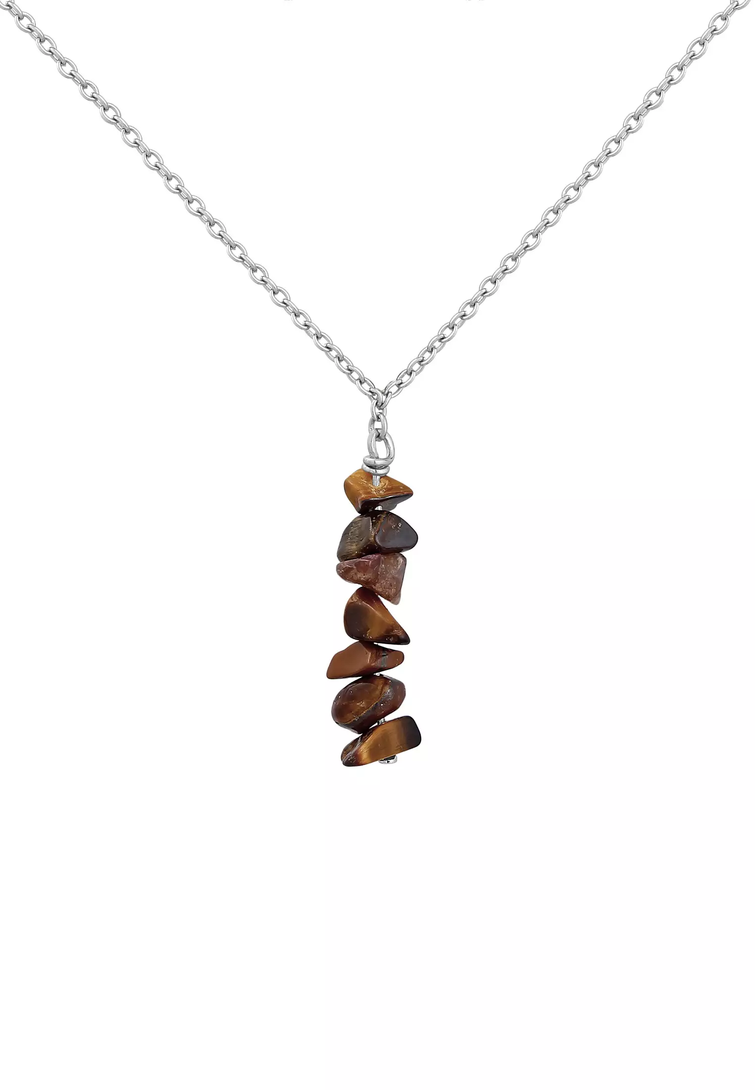 Necklace Men Pendant Silver Tiger Eye Gemstones