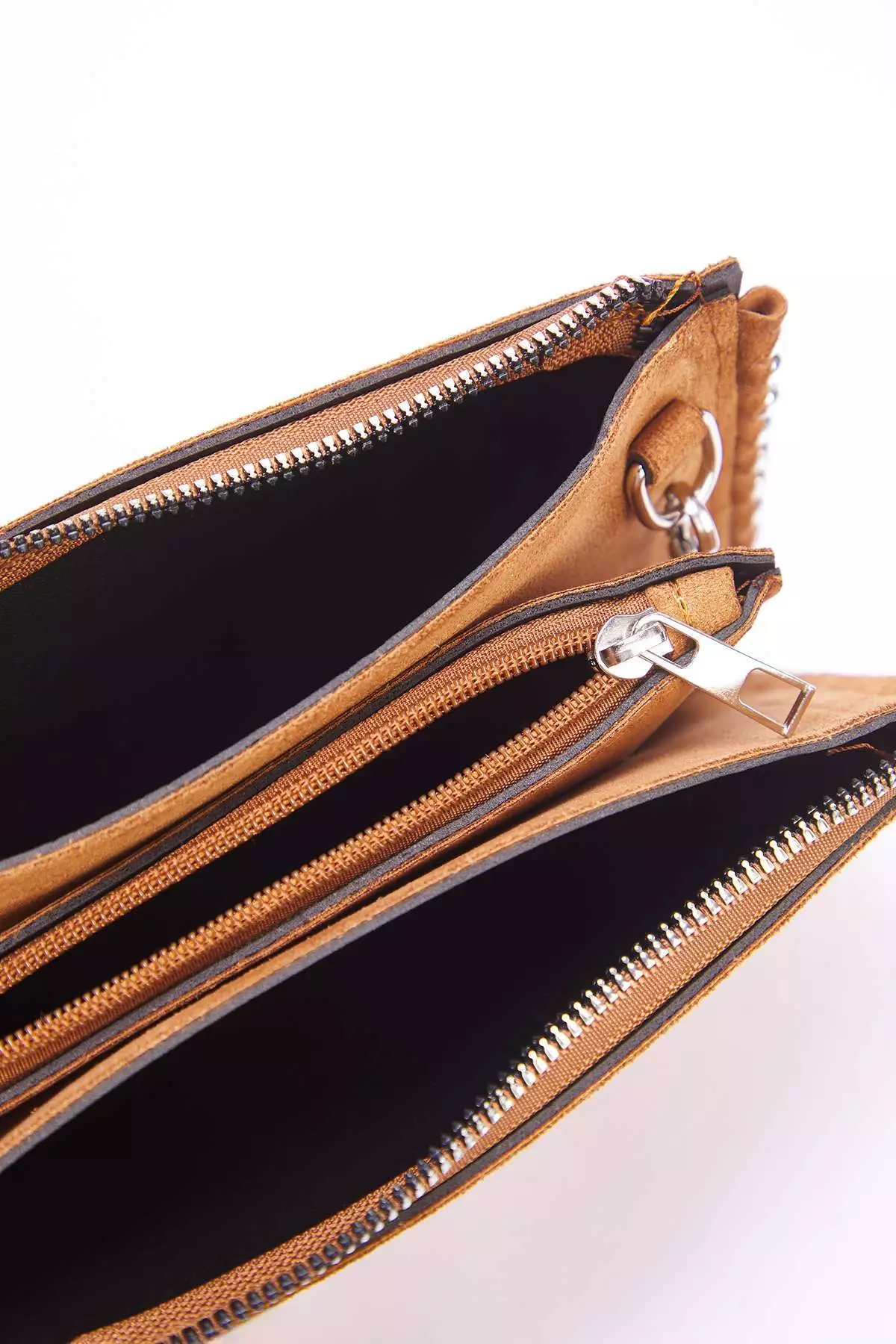 Camel Suede Studded Crossbody Women's Wallet Bag Twoaw25Oc00005