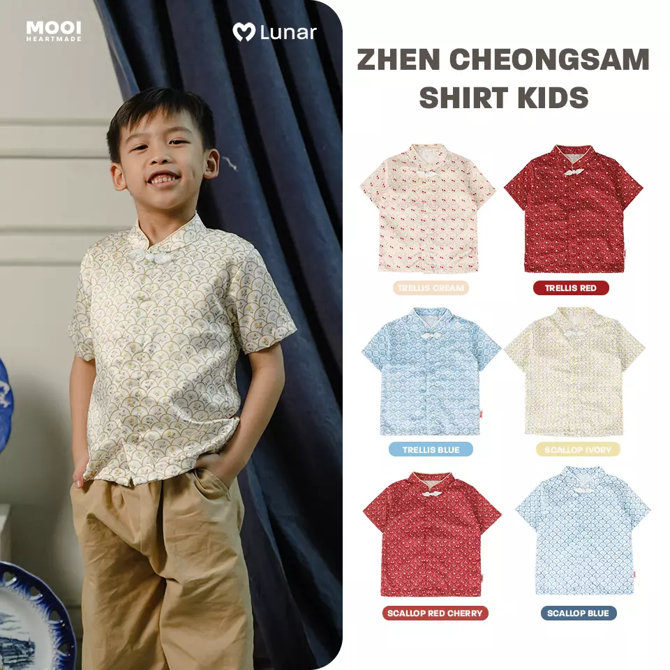 Mooi Kemeja Anak Laki-Laki Lunar Collection Zhen Cheongsam Shirt - Scallop Ivory