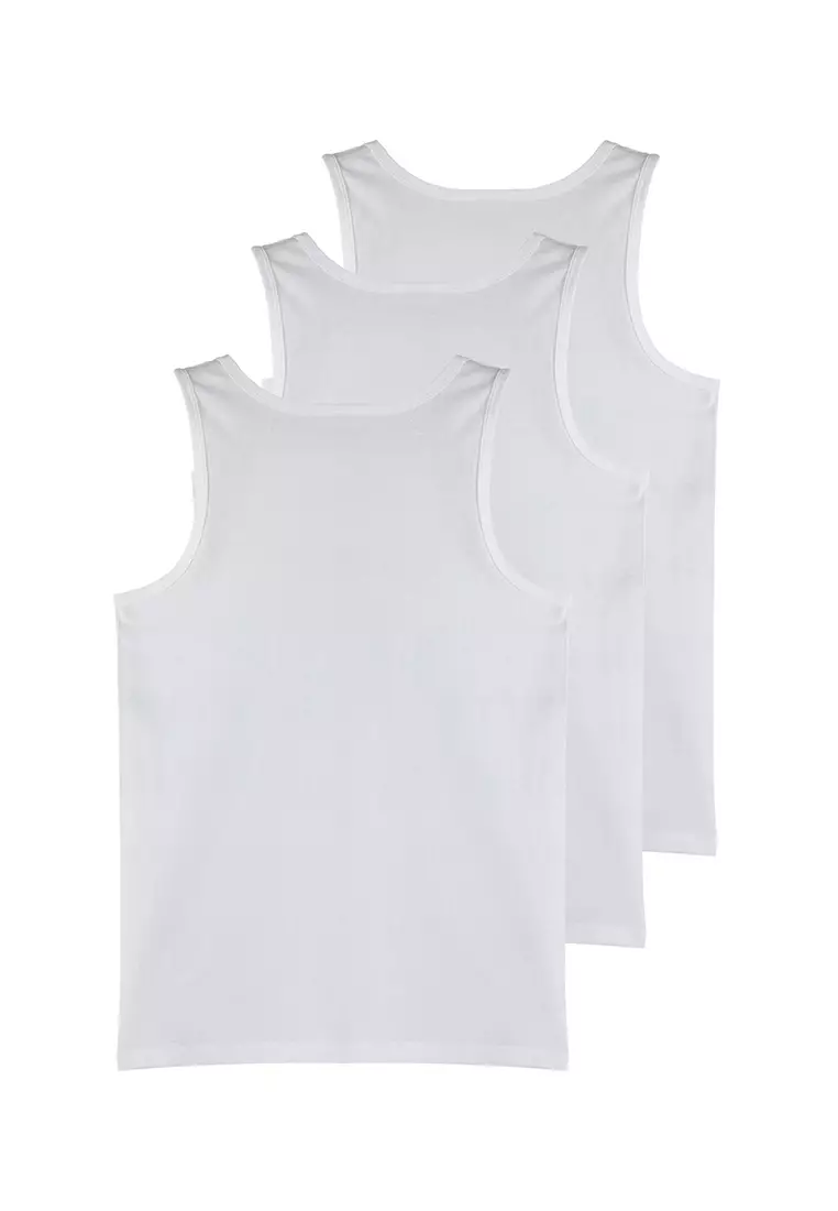 White U Neck Combed Cotton 3-Pack 100% Cotton Underwear Undershirt