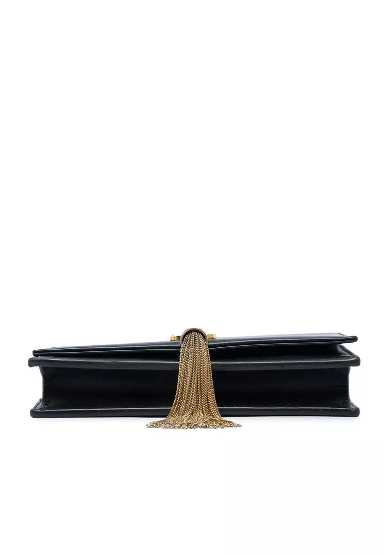 Pre-Loved Saint Laurent Smooth Calfskin Monogram Kate Tassel Chain Wallet