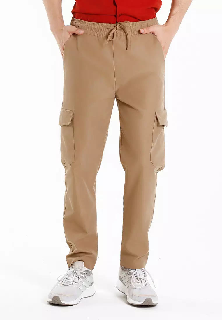 Forest Elastic Waist Trousers Cargo Long Pants Men | Seluar Panjang Lelaki - 10791-13Khaki