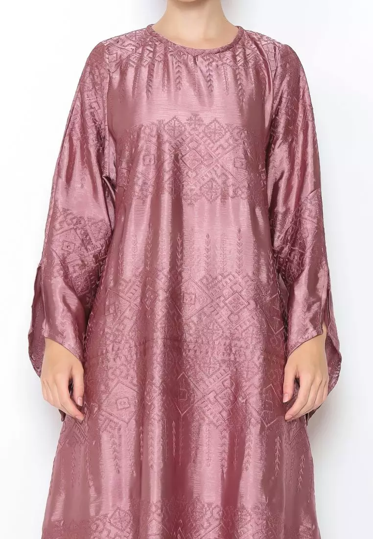 Rinjanie Batik x Senorita - Ungu - Gamis Tunik Bordir Gamis Wanita Modern - Dress Wanita Muslimah - Tunik Bordir Series - GTBB - UG