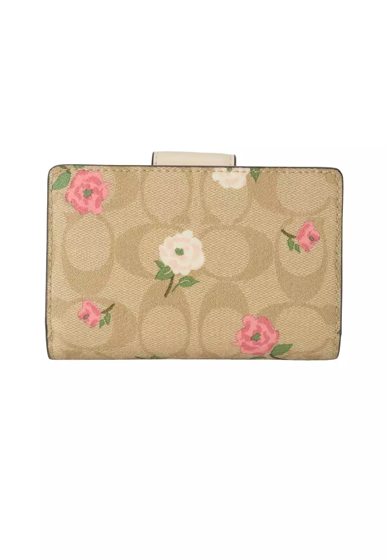 COACH 皮革女裝摺叠鈕扣錢包 (CR968) - IM /LIGHT KHAKI CHALK MULTI