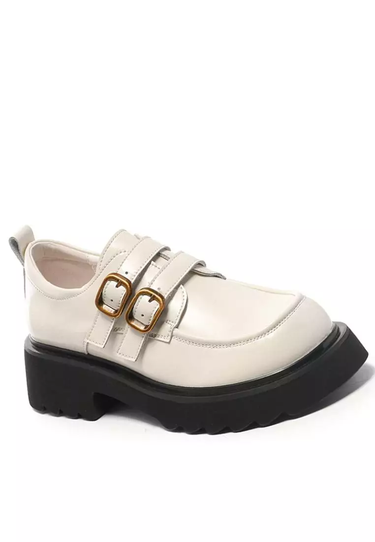 Leather Double Buckle Loafers MZ7306