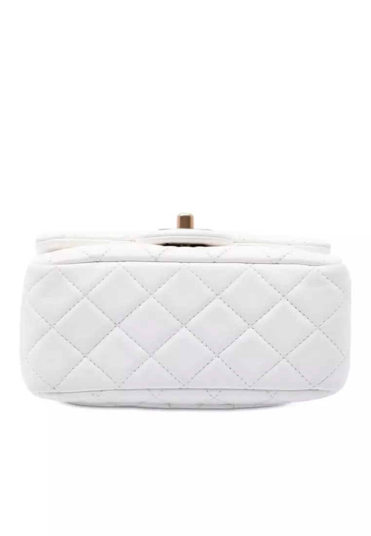 Pre-Loved Chanel Mini Square Classic Lambskin Pearl Crush Single Flap