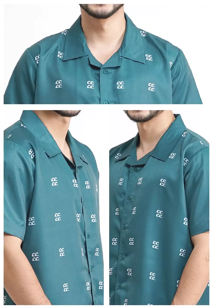 Tiento Kemeja Pakaian Pria Baju Kasual Atasan Lengan Pendek Motif Simpel Eunoia