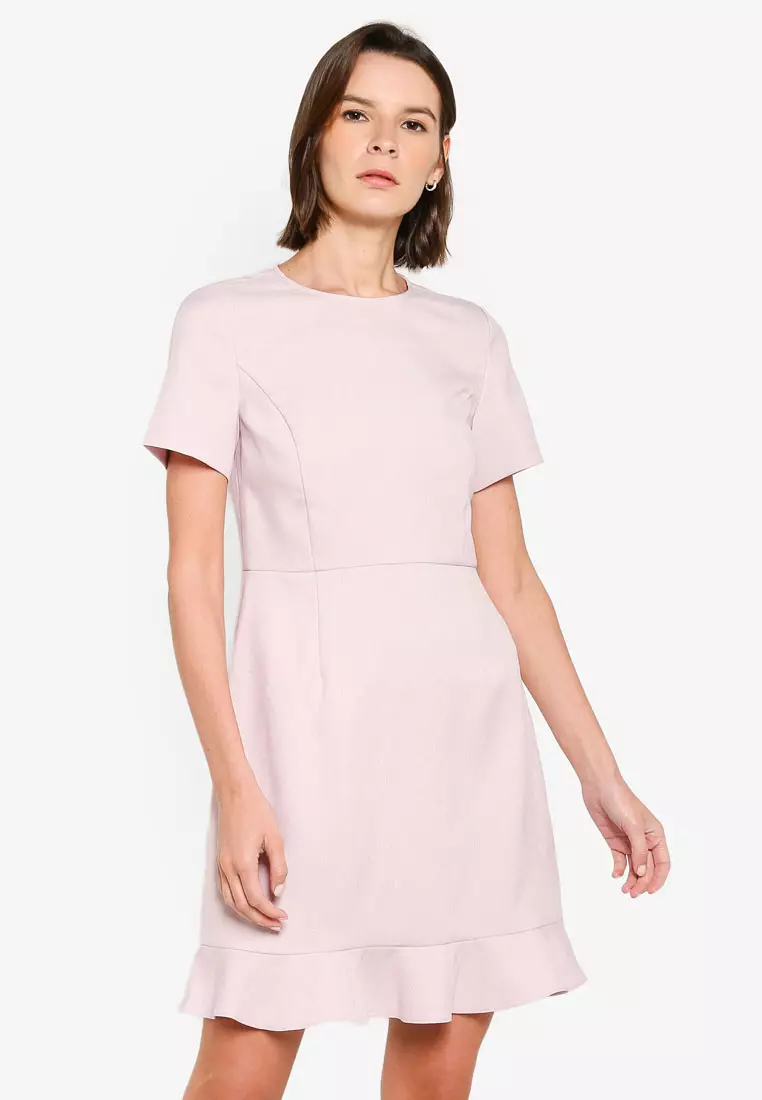 Back Detail Fluted Hem Dress