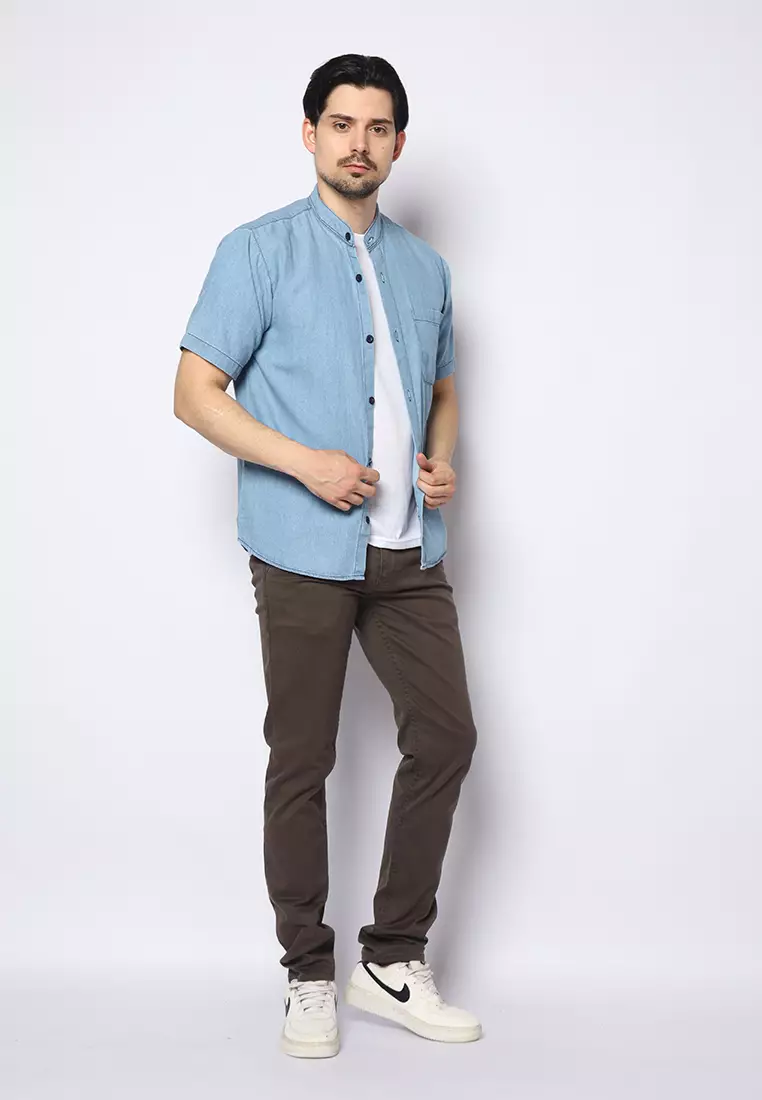 Celana Panjang Pria Katun Chinos Slim Fit Cheers Mate Coklat 112505