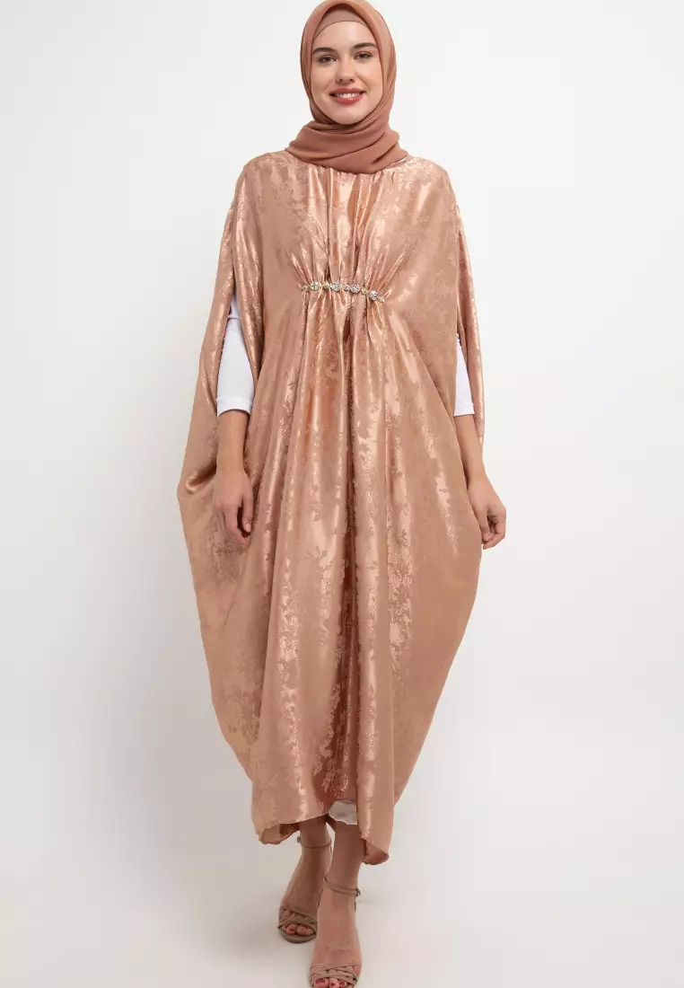JACQUARD KAFTAN W/ XTAL CHAIN