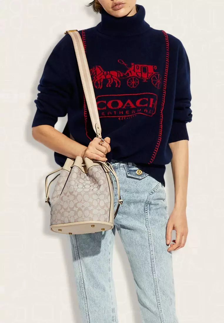 Coach Field Bucket Bag In Signature Jacquard Stone Ivory