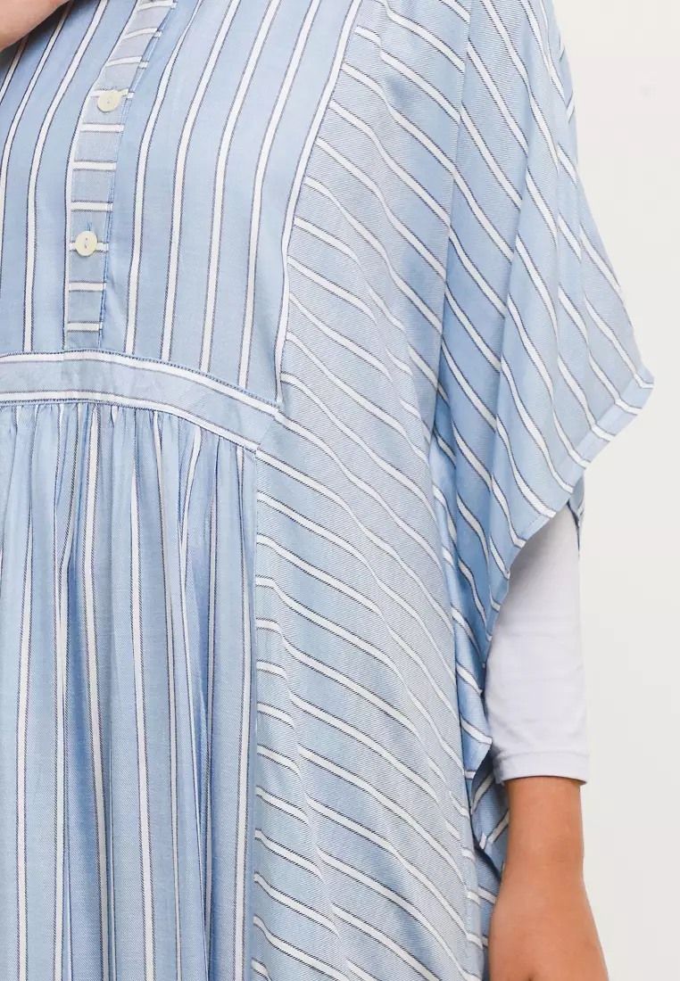 MFMW Horial Kaftan Biru Motif Garis