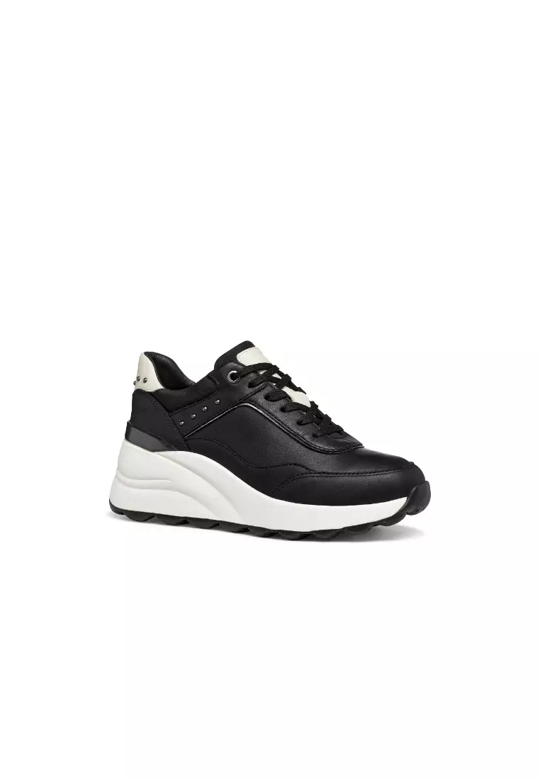 GEOX Ladies Spherica EC13 Wedge Sneakers - Black D65WAA-085BN-C9B1SS6