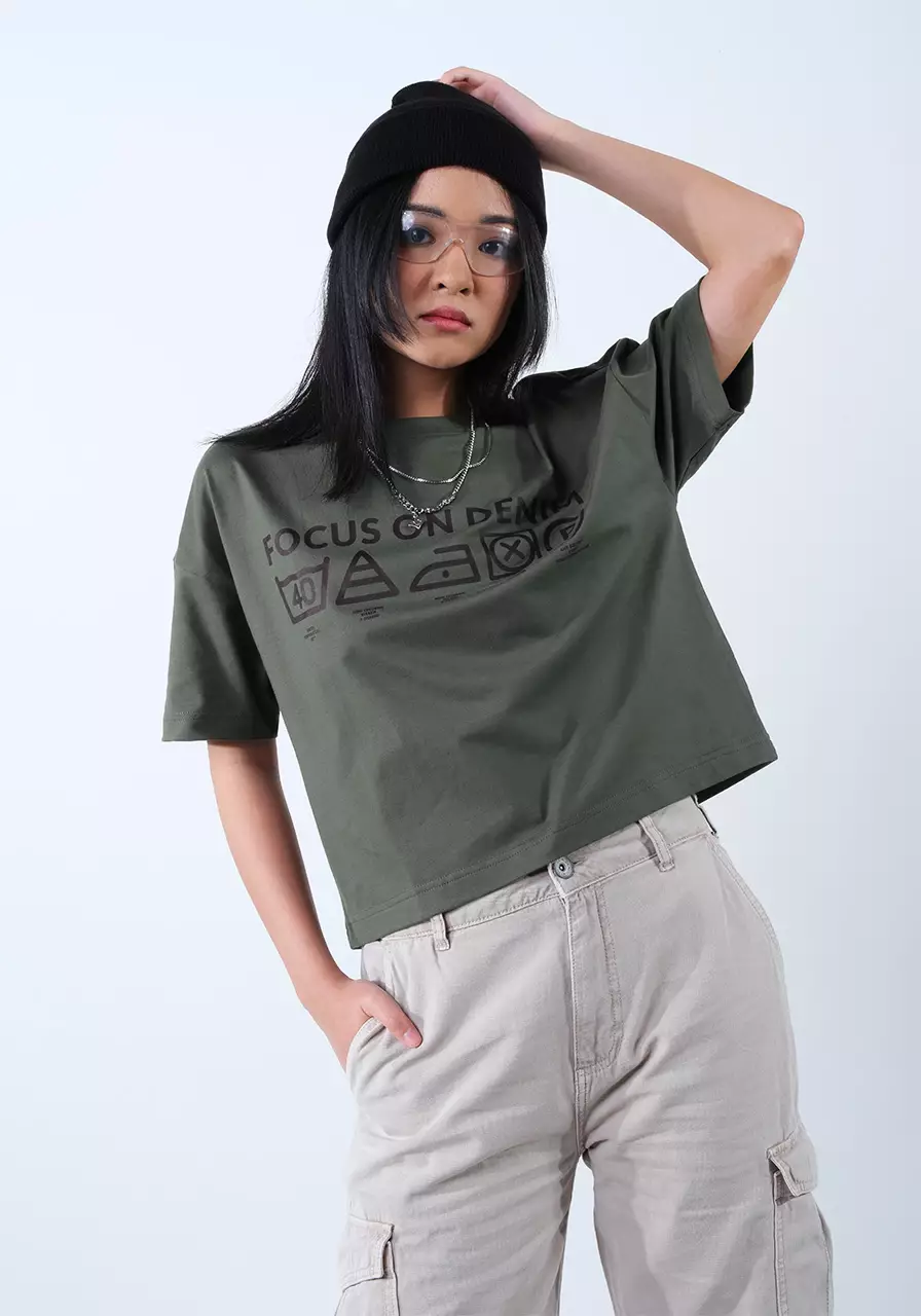 Kaos Wanita Boxy Tee Ruby  Olive