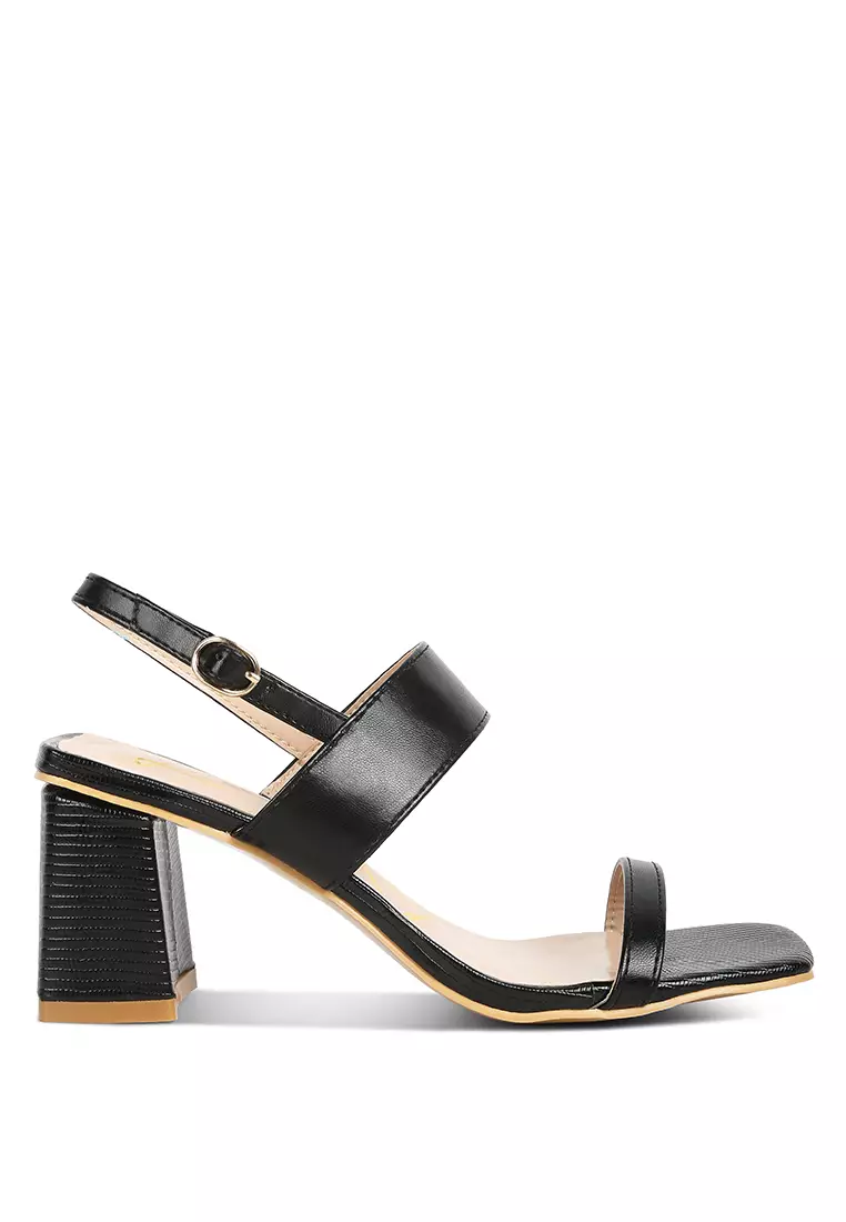 Discount on London Rag  shoes - SKU: Black Elasticated Gussets Block Heel Sandals