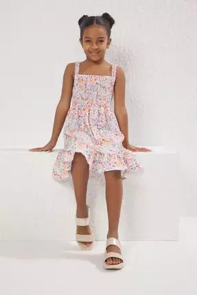 Beige Double Hologram Banded Big Girls Kids Sandals Takss25Sd00023