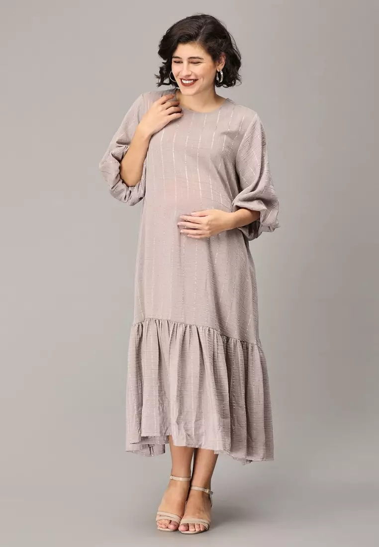 Embrace The Grey Maternity Oversized Tunic Dress