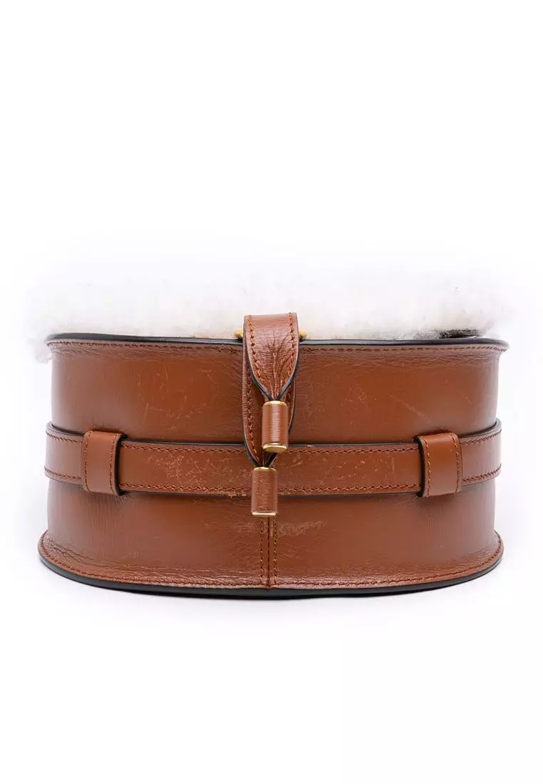 Pre-Loved Chloé Mini Shearling And Calfskin Marcie Saddle Crossbody