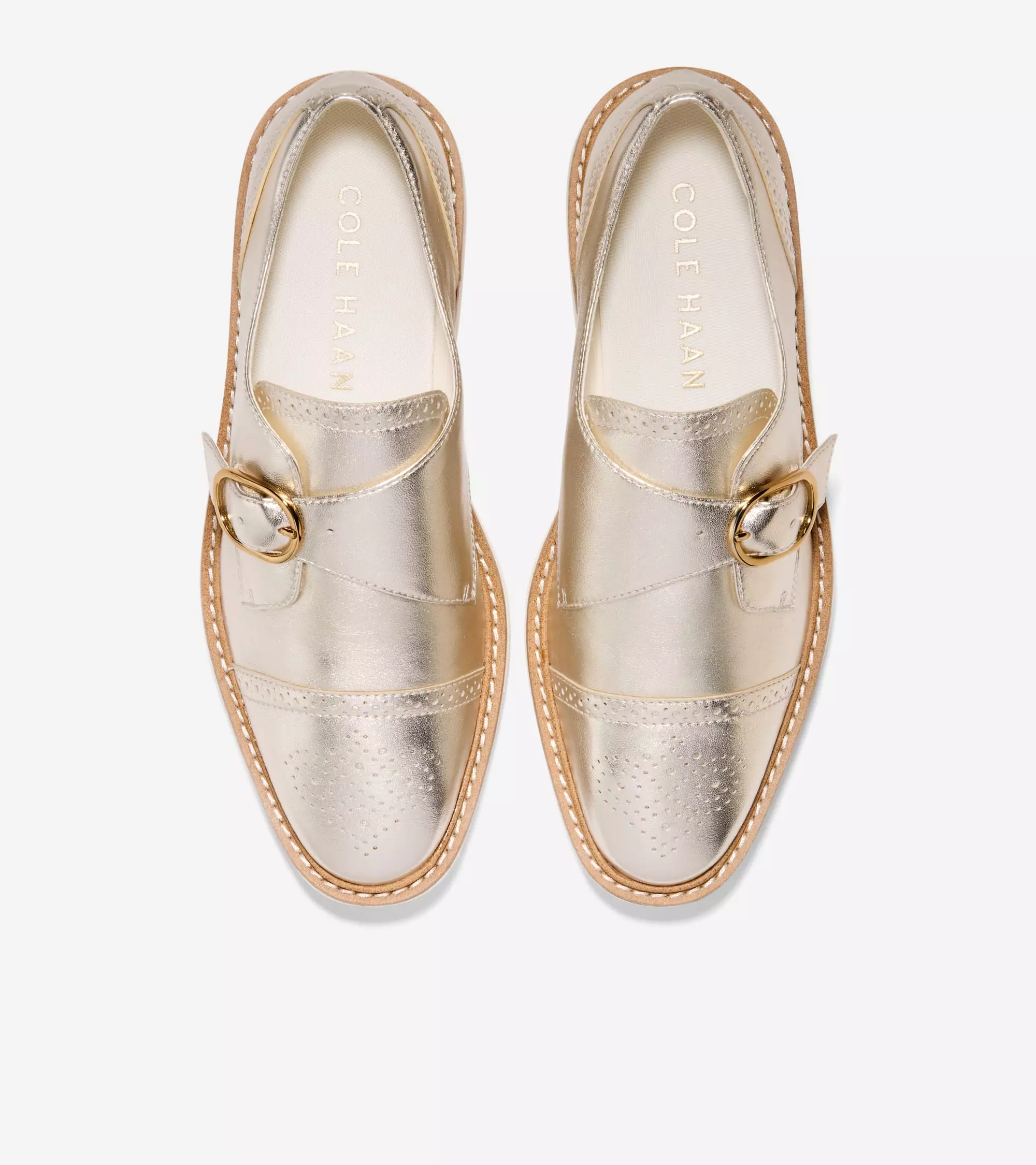 Cole Haan Women Originalgrand Platform Monk Strap - Sepatu Wanita (Gold)